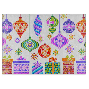 Retro Christmas Ornaments Cutting Board