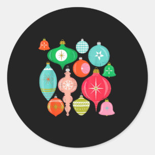 Retro Christmas Ornaments Mid Century Modern Classic Round Sticker