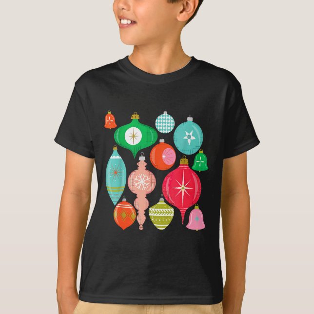 Retro Christmas Ornaments Mid Century Modern  T-Shirt (Front)