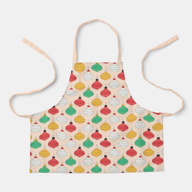 Retro Christmas Ornaments Pattern Apron (Front)