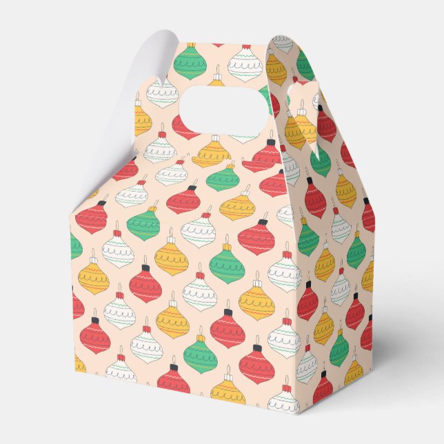 Retro Christmas Ornaments Pattern Favor Boxes (Front Side)