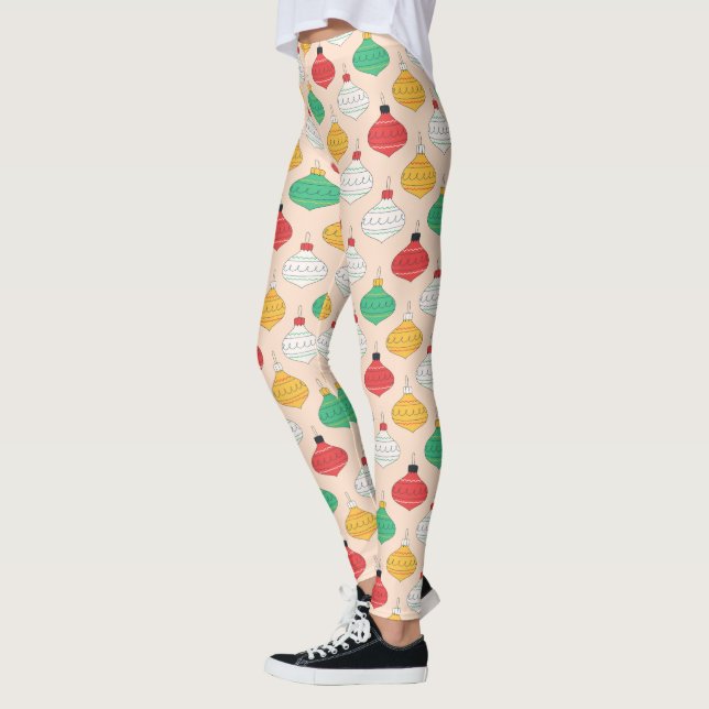 Retro Christmas Ornaments Pattern Leggings (Left)