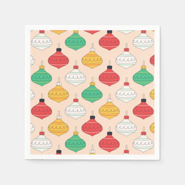 Retro Christmas Ornaments Pattern Napkins (Front)