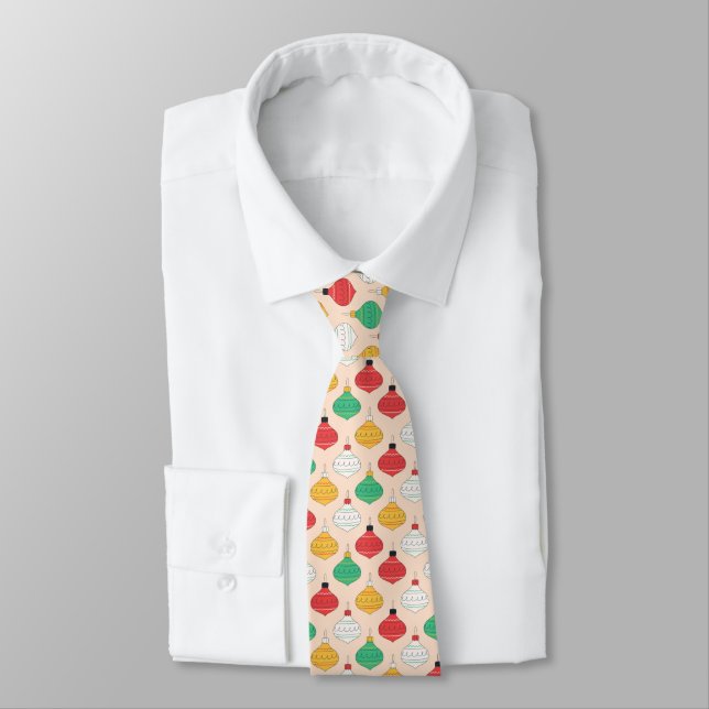 Retro Christmas Ornaments Pattern Neck Tie (Tied)