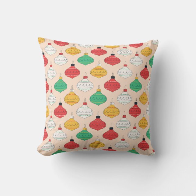 Retro Christmas Ornaments Pattern Throw Pillow (Front)