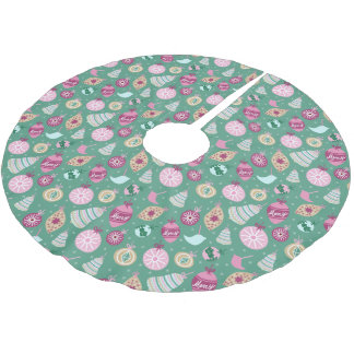 Retro Christmas Ornaments Pattern Tree Skirt
