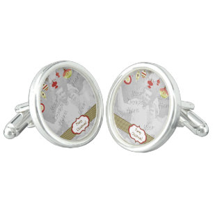 Retro Christmas Ornaments Photo Frame Template Cufflinks