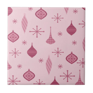 Retro Christmas Ornaments Red Ceramic Tile