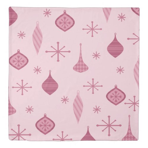 Retro Christmas Ornaments Red Duvet Cover