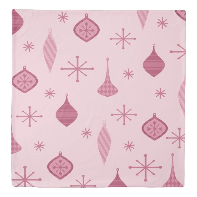 Retro Christmas Ornaments Red Duvet Cover (Front)