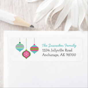 Retro Christmas Ornaments Return Address Labels