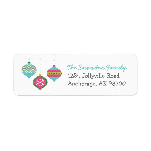 Retro Christmas Ornaments Return Address Labels