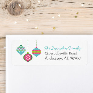 Retro Christmas Ornaments Return Address Labels