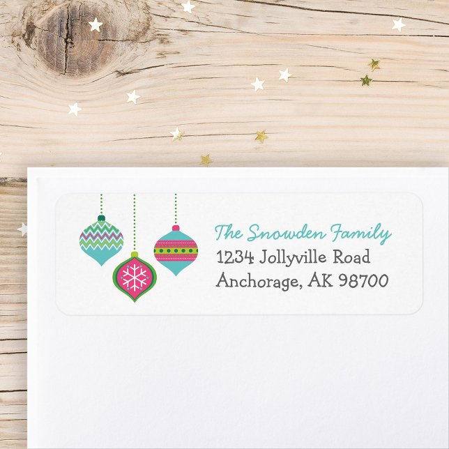 Retro Christmas Ornaments Return Address Labels (Creator Uploaded)