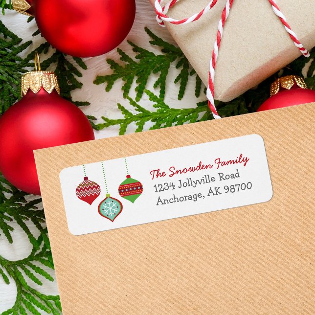 Retro Christmas Ornaments Return Address Labels (Creator Uploaded)