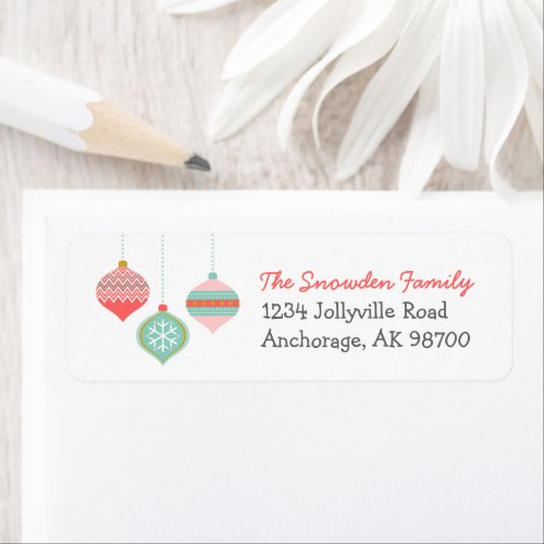 Retro Christmas Ornaments Return Address Labels