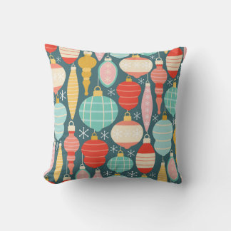 Retro Christmas Ornaments Seamless Pattern Throw Pillow
