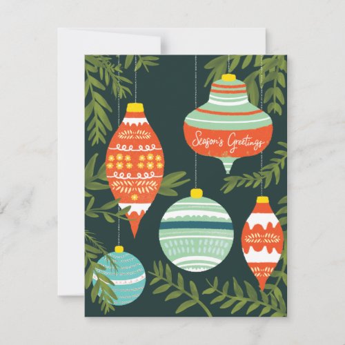 Retro Christmas Ornaments Seasons Greetings Card