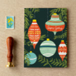Retro Christmas Ornaments Seasons Greetings Card<br><div class="desc">Send some festive holiday greetings this year with this season's greetings illustrative Christmas card featuring midcentury retro ornaments.</div>