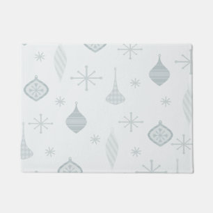 Retro Christmas Ornaments Silver Doormat
