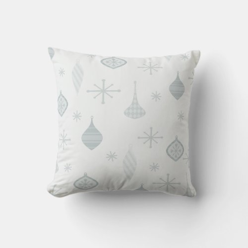 Retro Christmas Ornaments Silver Throw Pillow