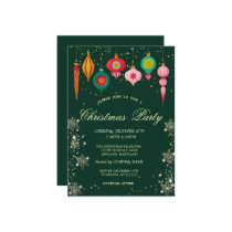 Retro Christmas Ornaments Snowflakes Christmas Invitation