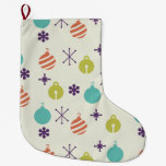 Retro Christmas Ornaments Snowflakes Large Christmas Stocking