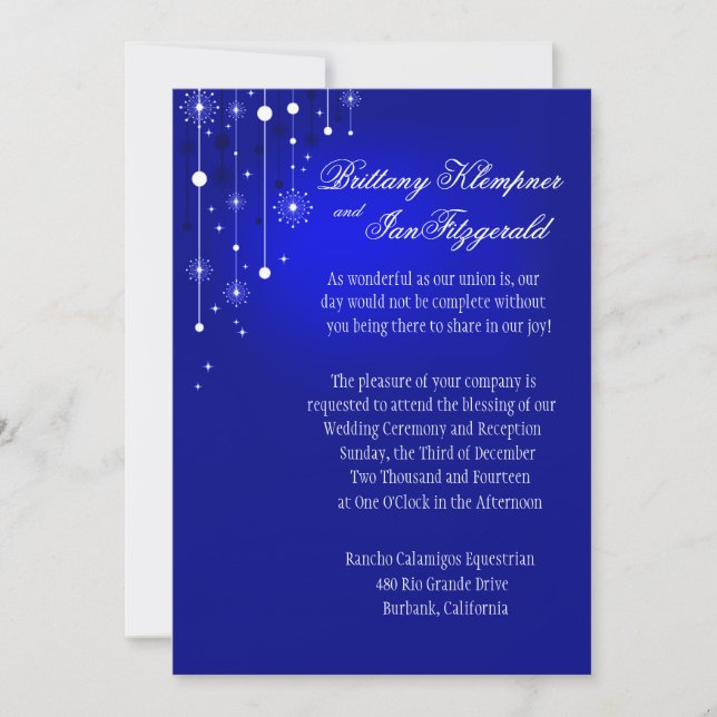 Retro Christmas Ornaments Wedding metallic blue Invitation (Front)
