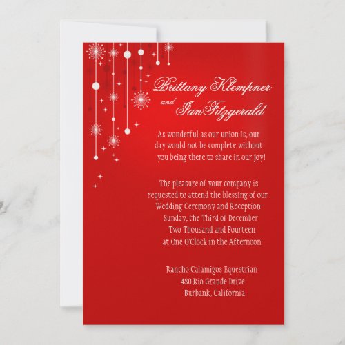 Retro Christmas Ornaments Wedding metallic red Invitation