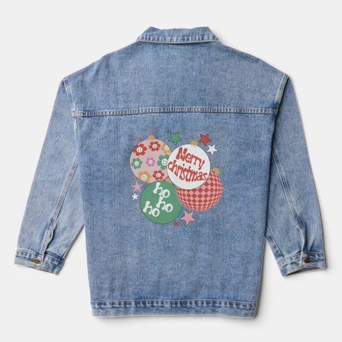 Retro Christmas Ornaments _Whimsical Wonders Denim Jacket