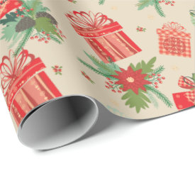 Retro Christmas Packages Merry Christmas Wrapping Paper 