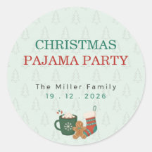 Retro Christmas Pajama Party Classic Round Sticker