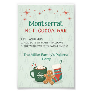 Retro Christmas Pajama Party Hot Cocoa Bar Sign