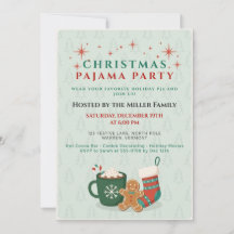 Retro Christmas Pajama Party Hot Cocoa Invitation