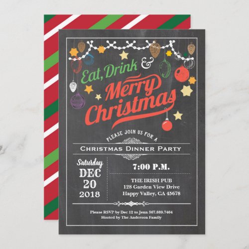 Retro Christmas party brunch lunch dinner Invitation