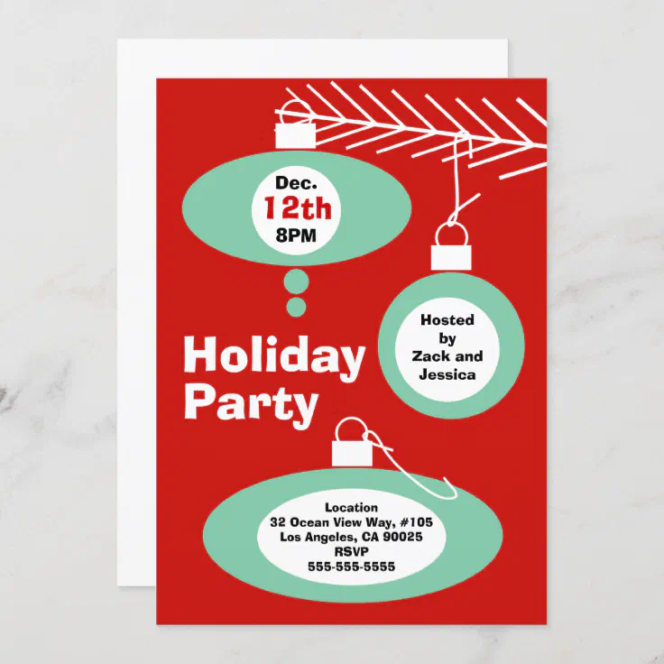 retro christmas party invitations