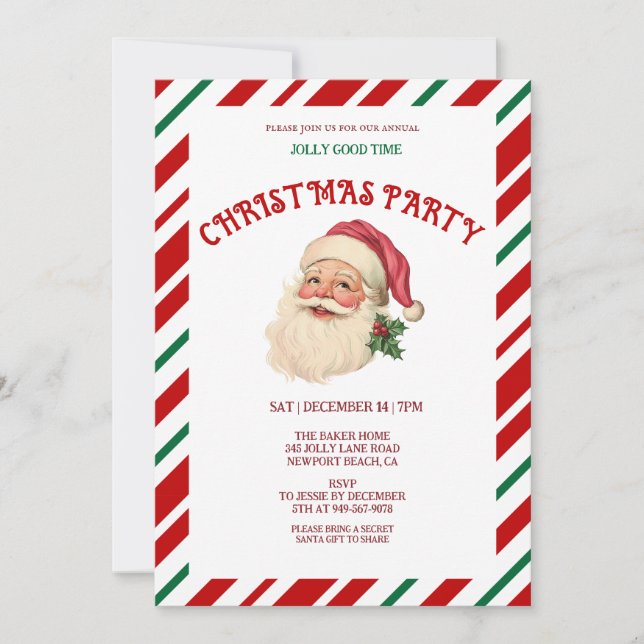 Retro Christmas Party Invitation (Front)
