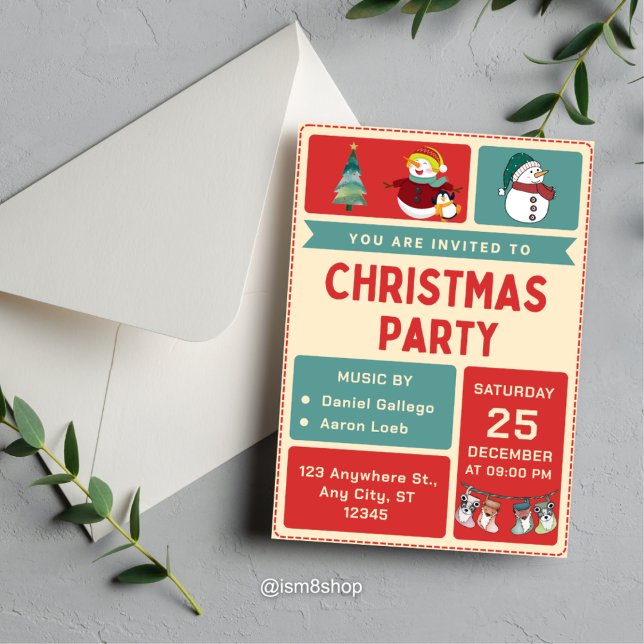 Retro Christmas Party Invitation (Creator Uploaded)