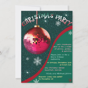 Retro Christmas Party Invitation Green and red
