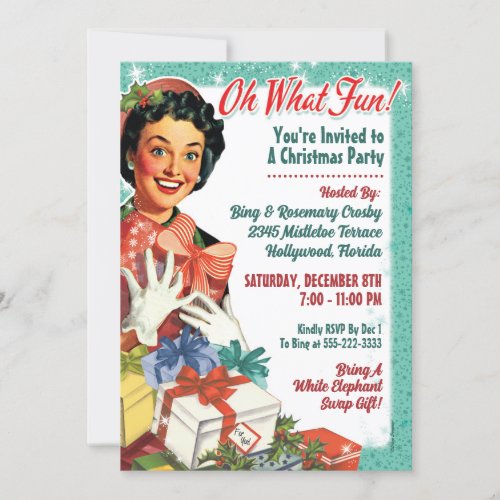 Retro Christmas Party Invitation _ Oh What Fun