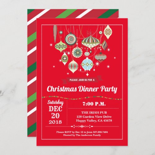 Retro Christmas party ornament exchange vintage  Invitation