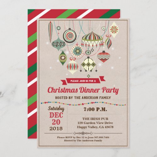 Retro Christmas party ornament exchange vintage Invitation