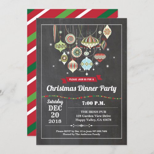 Retro Christmas party ornament exhange vintage Invitation