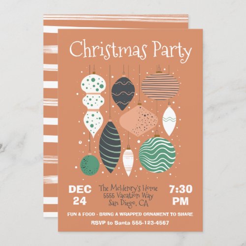 Retro Christmas Party Ornament Invitation