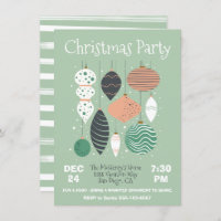 Retro Christmas Party Ornament Invitation