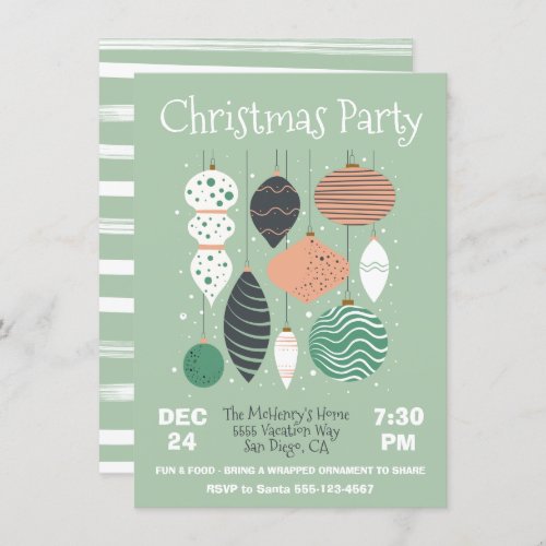 Retro Christmas Party Ornament Invitation
