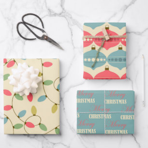 Retro Christmas pastel 50s Vintage Wrapping Papper Paper Sheets