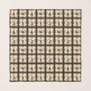 Retro Christmas Pattern Chiffon Scarf