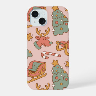 Retro Christmas Pattern Cute Vintage Holiday iPhone 15 Case