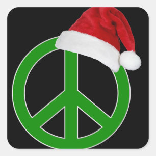 Retro Christmas Peace Sign Square Sticker